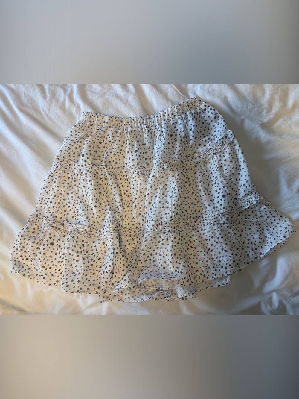 Princess Polly Cream Polka Dot Tiered Mini Skirt
